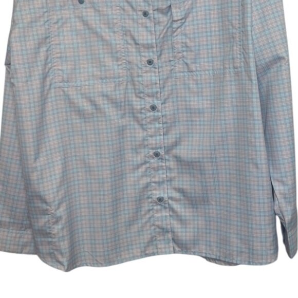 Columbia Plaid LS Shirt Womens 1X Blue Pink New Omni Wick Shade Fishing - Picture 4 of 13